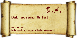 Debreczeny Antal névjegykártya